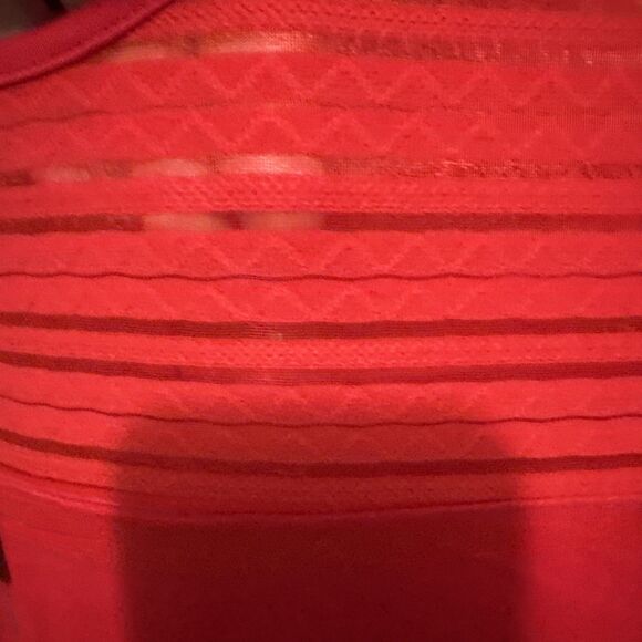 Bebe Red Striped Sheer Bodycon Longsleeve Dress Size L SALT1099 NWT - Picture 7 of 10